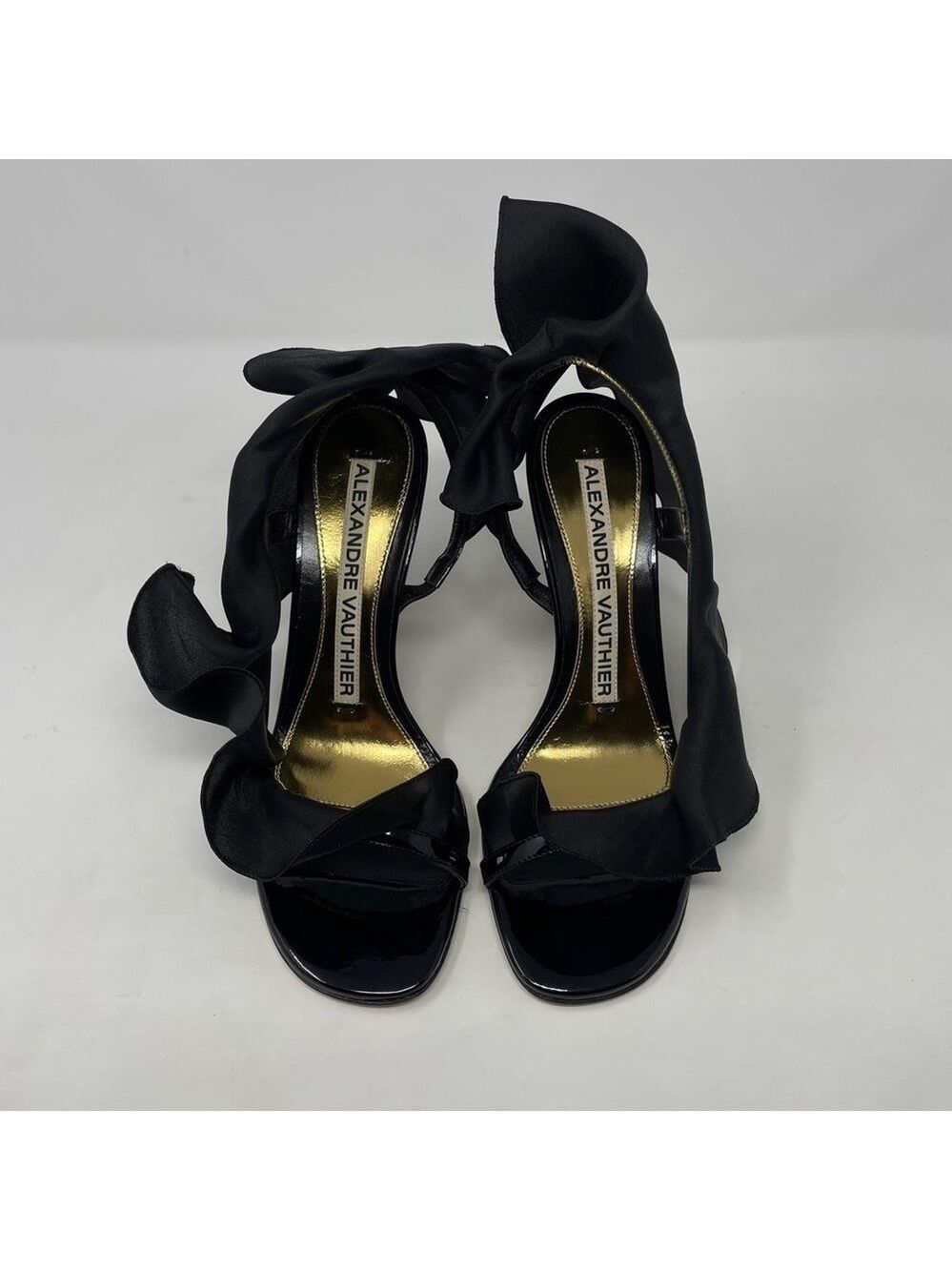 Alexandre Vauthier Penelope Ruffled Organza & Patent Leather Heeled Sandals - Picture 7 of 14